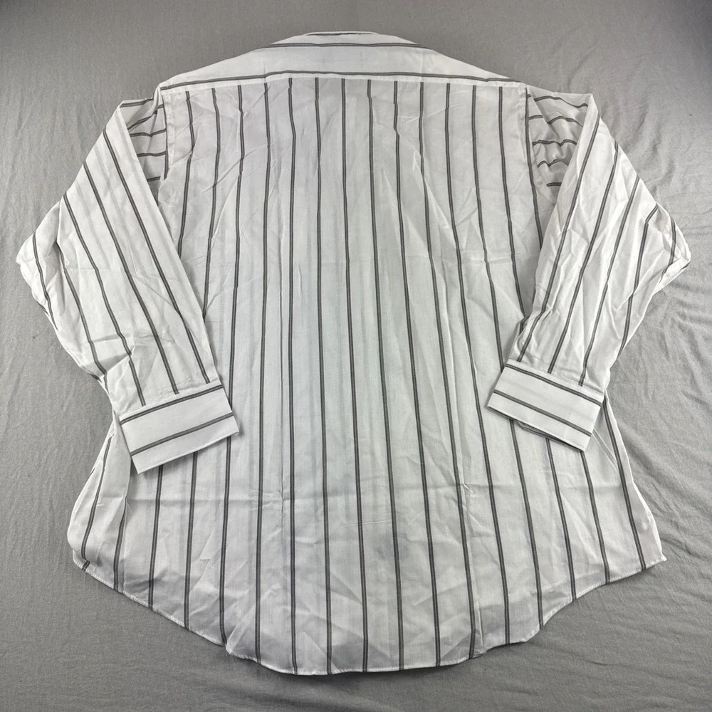 Vintage Botany 500 Dress Shirt Mens 17 White Striped Long Sleeve Button Up NEW - Picture 2 of 6
